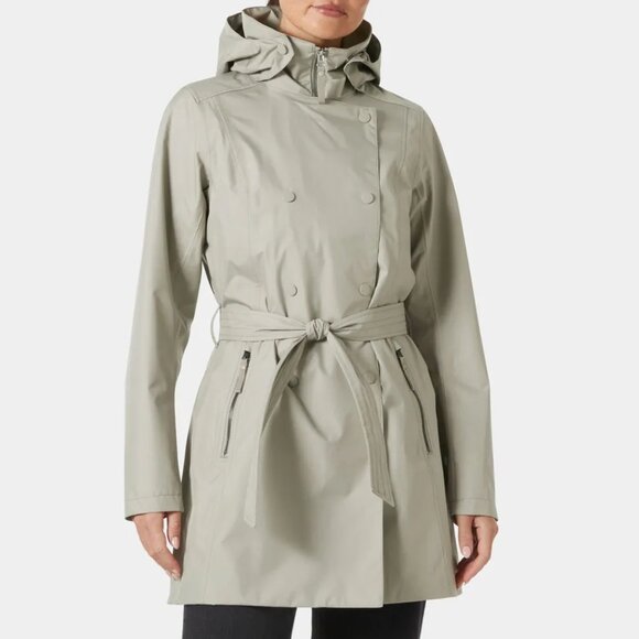HELLY HANSEN WELSEY TRENCH COAT INSULATED HOODED OVERCOAT DOUBLE BREASTED sz XS - Picture 1 of 11